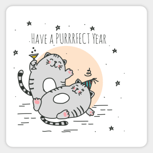 Party Fat Cats New Years Eve Sticker